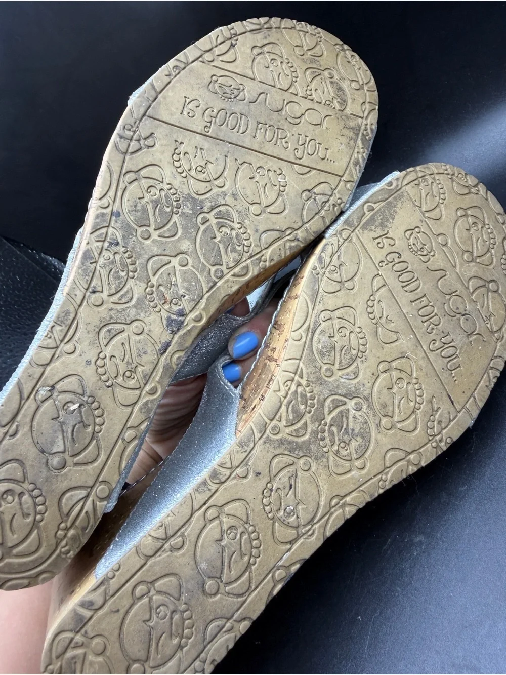 jcpenney Silver Glitter Cork Wedge Sandals